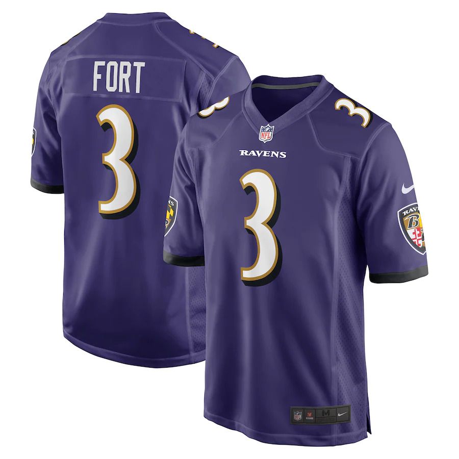 Men Baltimore Ravens 3 LJ Fort Nike Purple Game Player NFL Jersey